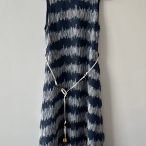 Navy White Zigzag Sleeveless Dress