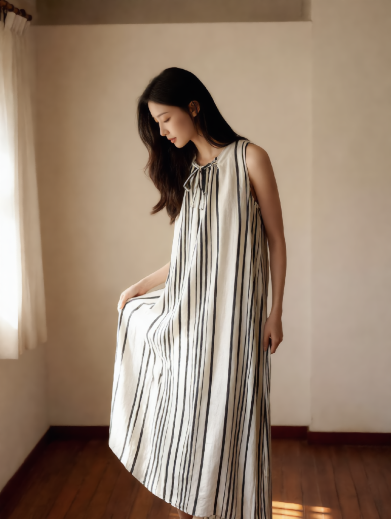 sleeveless linen dress