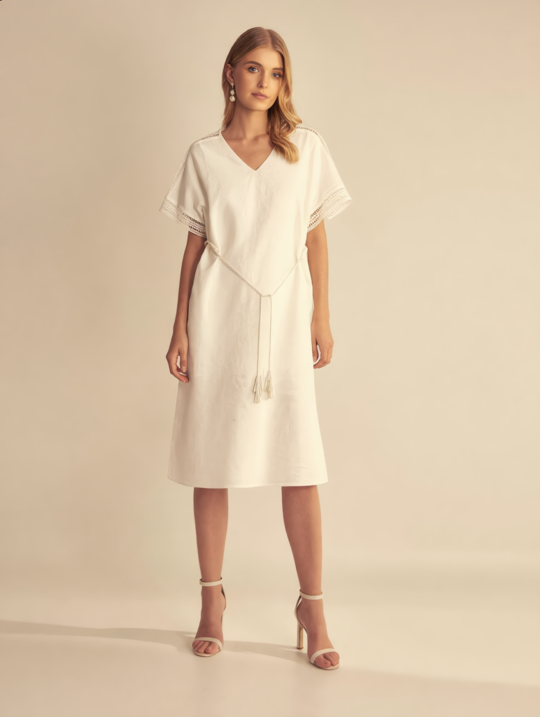 Cotton Ramie White Dress