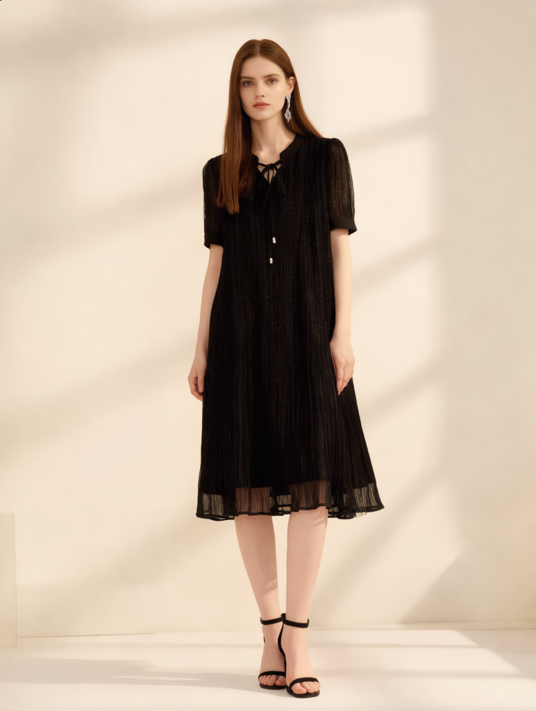 black dress with silver