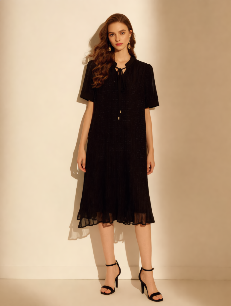black dress with silver