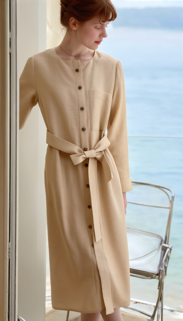 Beige Cotton Dress