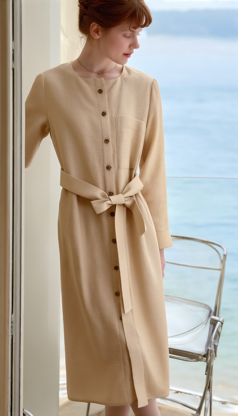Beige Cotton Dress