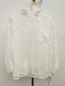 Floral Embroidery Ramie Shirt